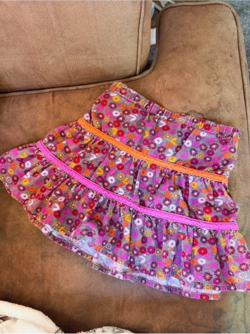 The Children's Place Pink Orange Purple Floral Tiered Skirt
